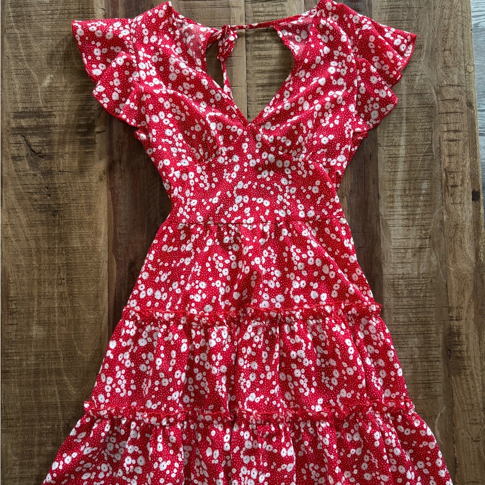 SHEIN Red Floral Mini Dress